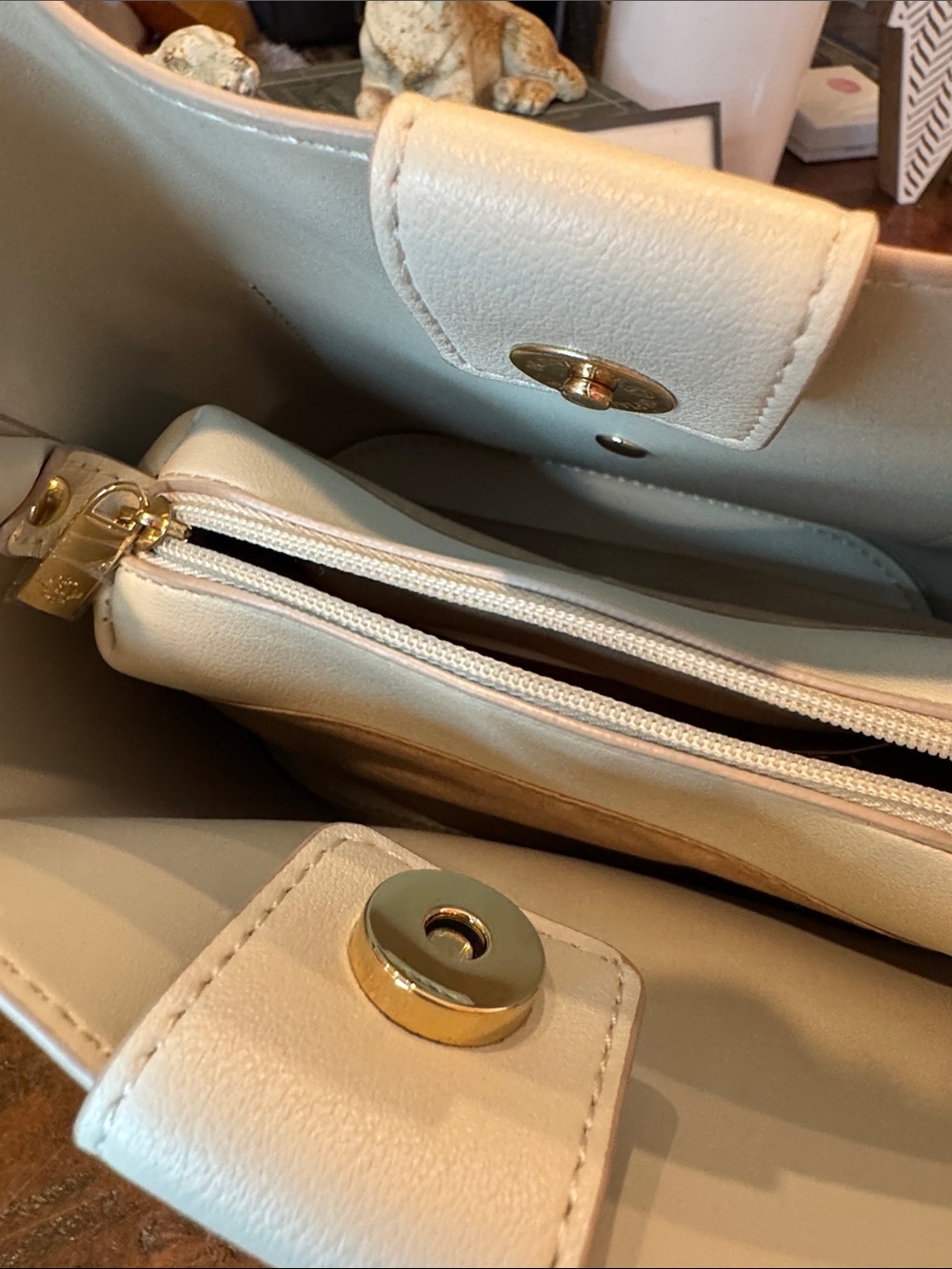 Nanette Lepore Cream Shoulder Bag with Gold Accents - Picture 10 of 12